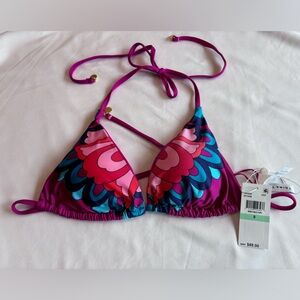 Trina Turk Women’s Bikini Top Multi Colored Retro Print NWT Size 8